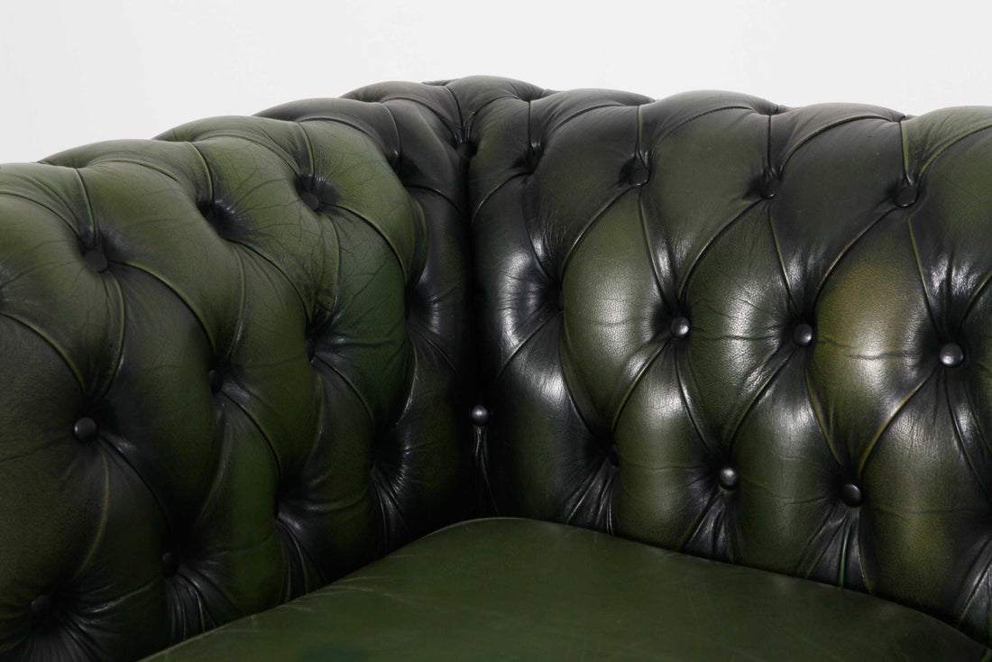 Divano 3 posti chesterfield club vintage originale verde anticato