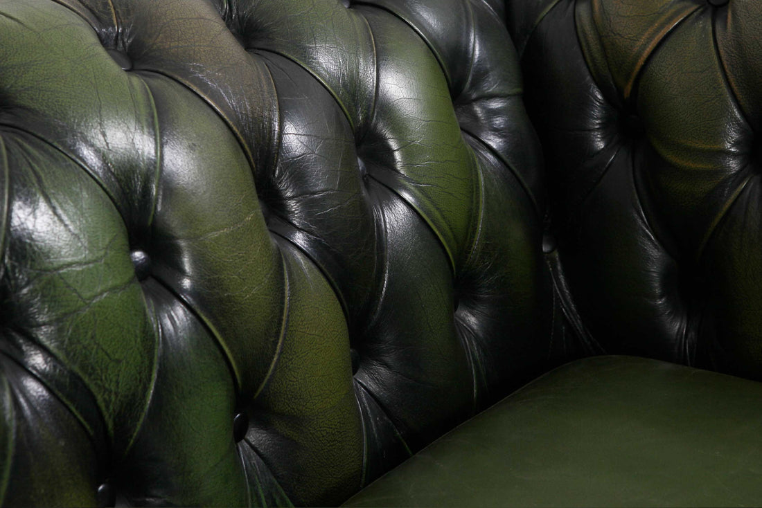 Divano 3 posti chesterfield club vintage originale verde anticato