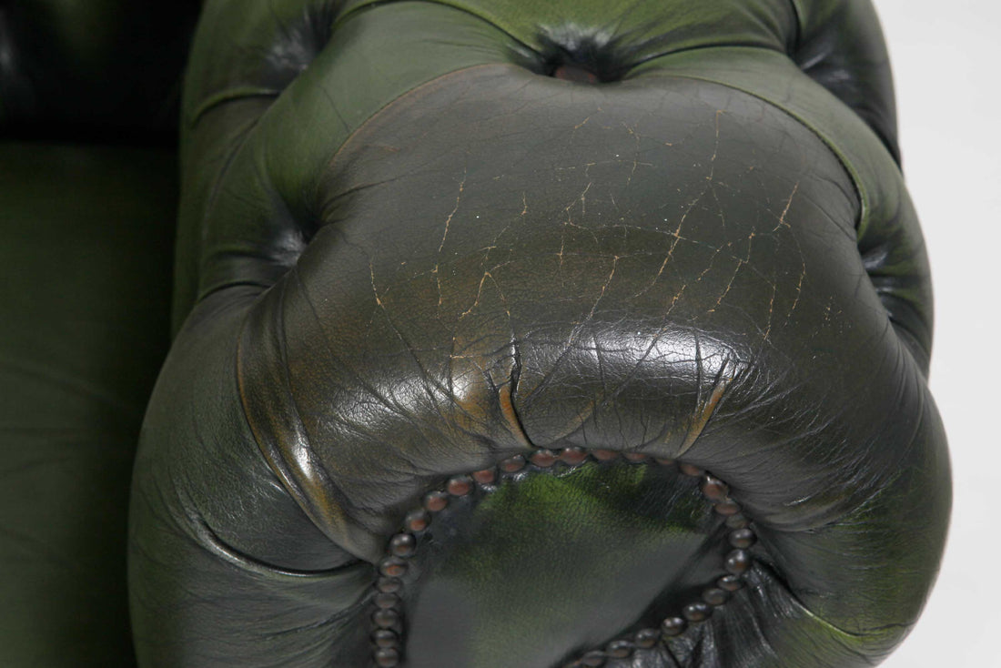 Divano 3 posti chesterfield club vintage originale verde anticato
