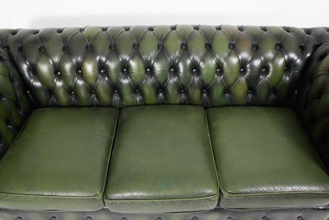 Divano 3 posti chesterfield club vintage originale verde anticato