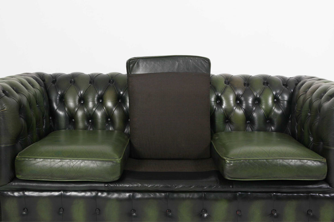 Divano 3 posti chesterfield club vintage originale verde anticato