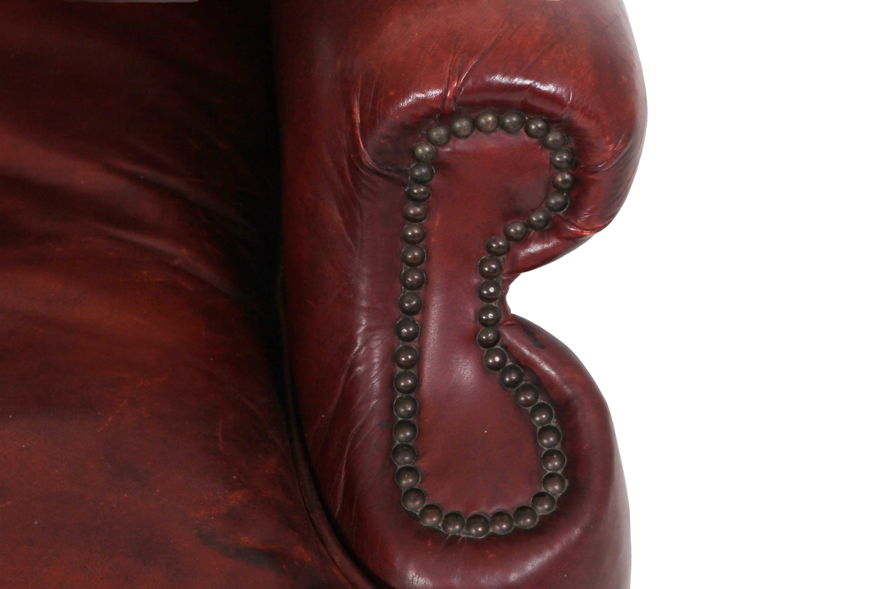 Antica poltrona chesterfield Wing Back o bergere inglese originale rosso marocchino - Antichità Sale