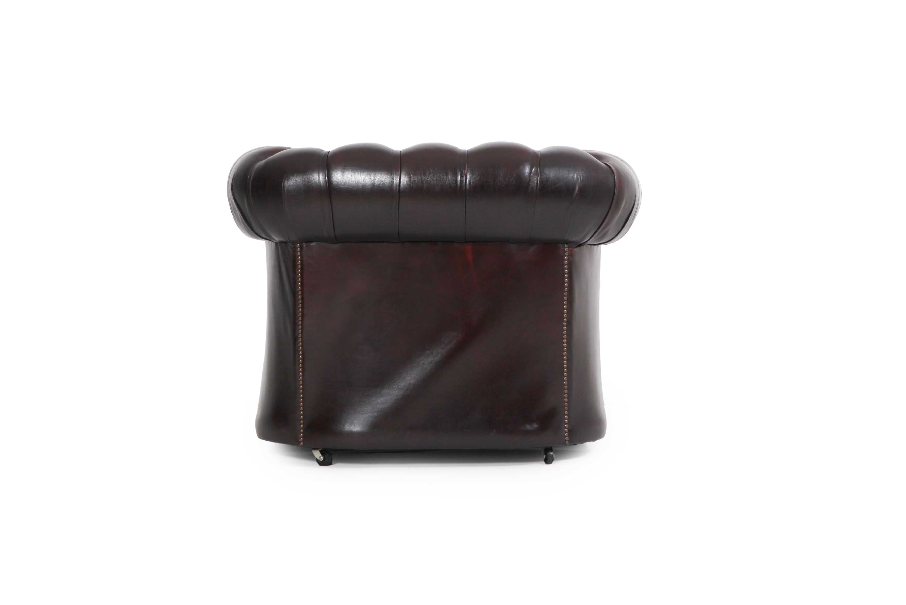 Coppia di poltrone chesterfield club vintage originale bordeaux anticato - Antichità Sale