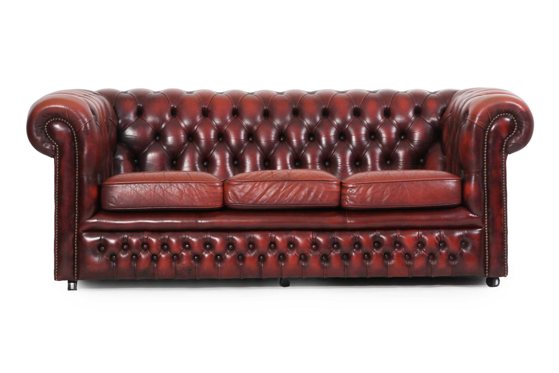 Divano 3 posti chesterfield club vintage inglese originale bordeaux