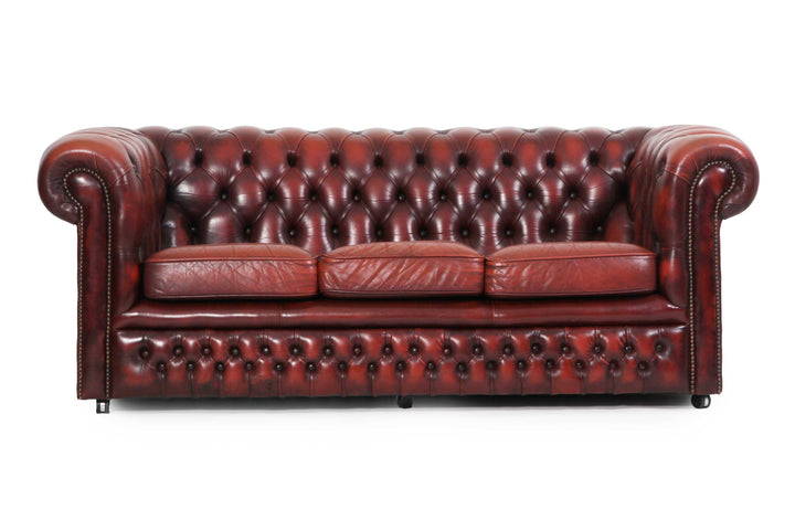 Divano 3 posti chesterfield club vintage inglese originale bordeaux