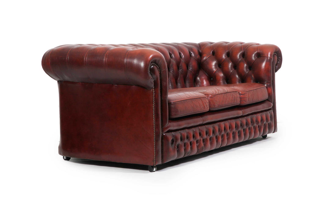 Divano 3 posti chesterfield club vintage inglese originale bordeaux
