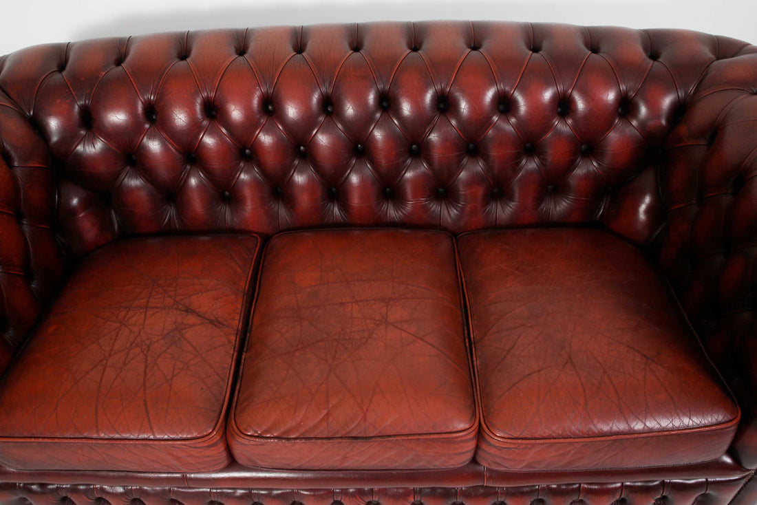 Divano 3 posti chesterfield club vintage inglese originale bordeaux