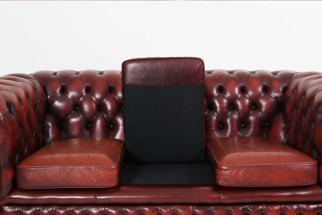 Divano 3 posti chesterfield club vintage inglese originale bordeaux
