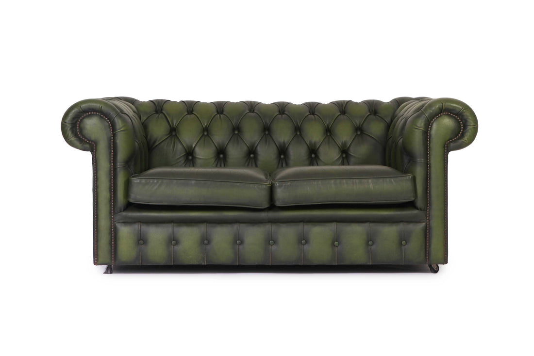 Divano 2 posti chesterfield club vintage inglese originale verde