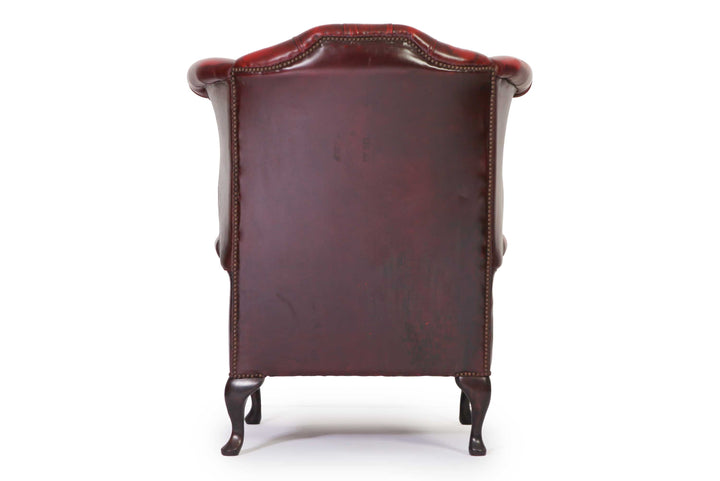 Poltrona chesterfield Queen Anne bordeaux vintage originale