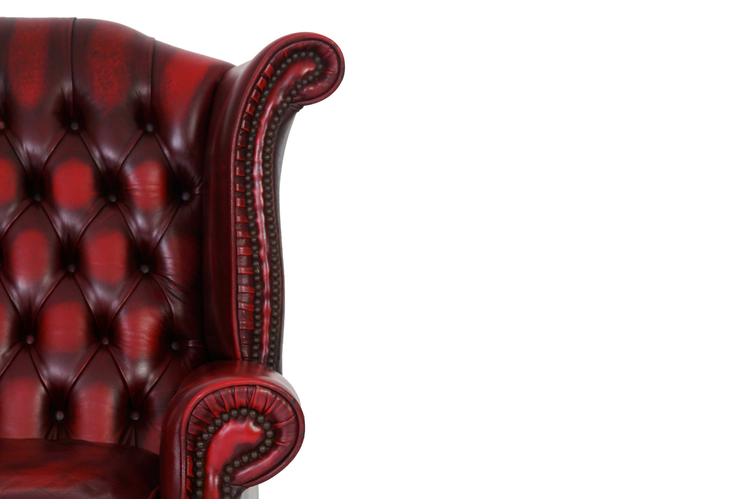 Poltrona chesterfield Queen Anne bordeaux vintage originale