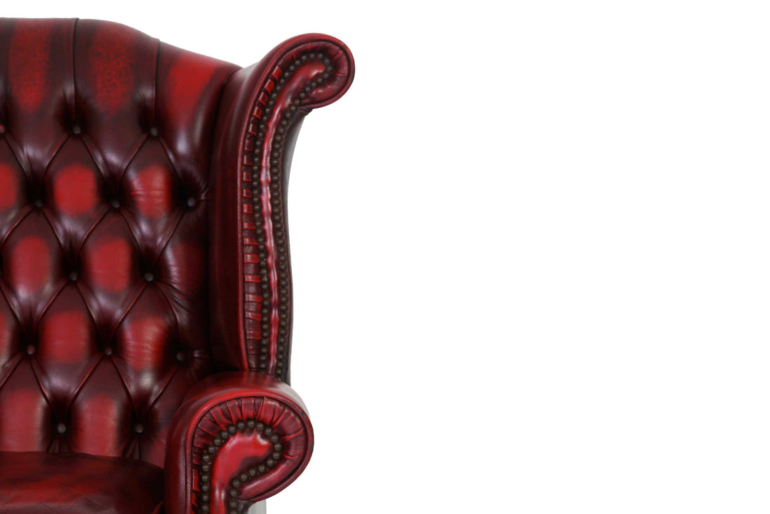 Poltrona chesterfield Queen Anne bordeaux vintage originale