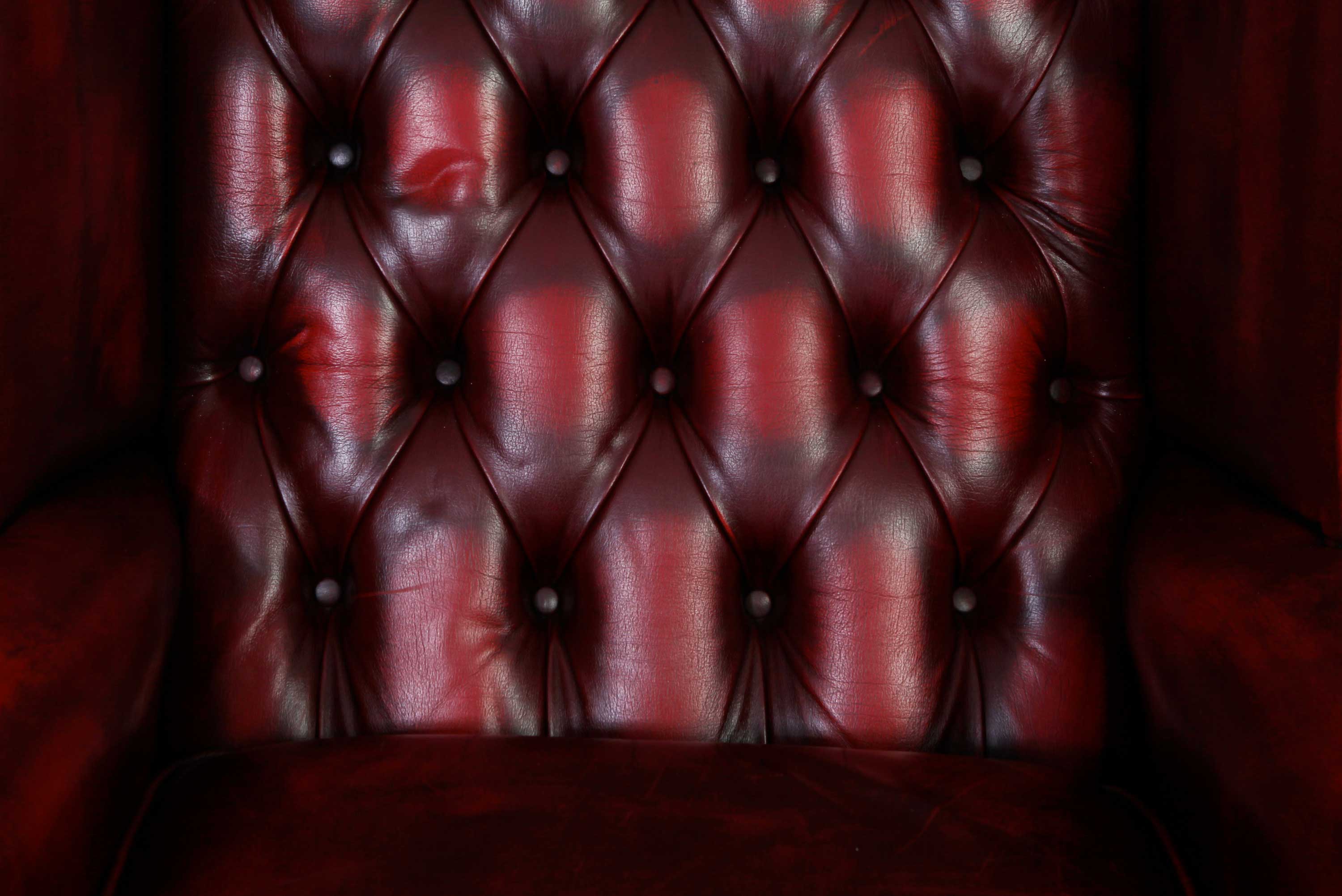 Poltrona chesterfield Queen Anne bordeaux vintage originale