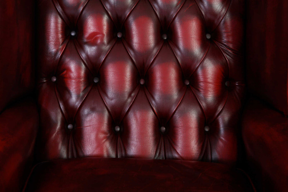 Poltrona chesterfield Queen Anne bordeaux vintage originale
