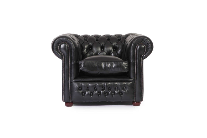 Poltrona chesterfield club nuova originale inglese in pelle nera