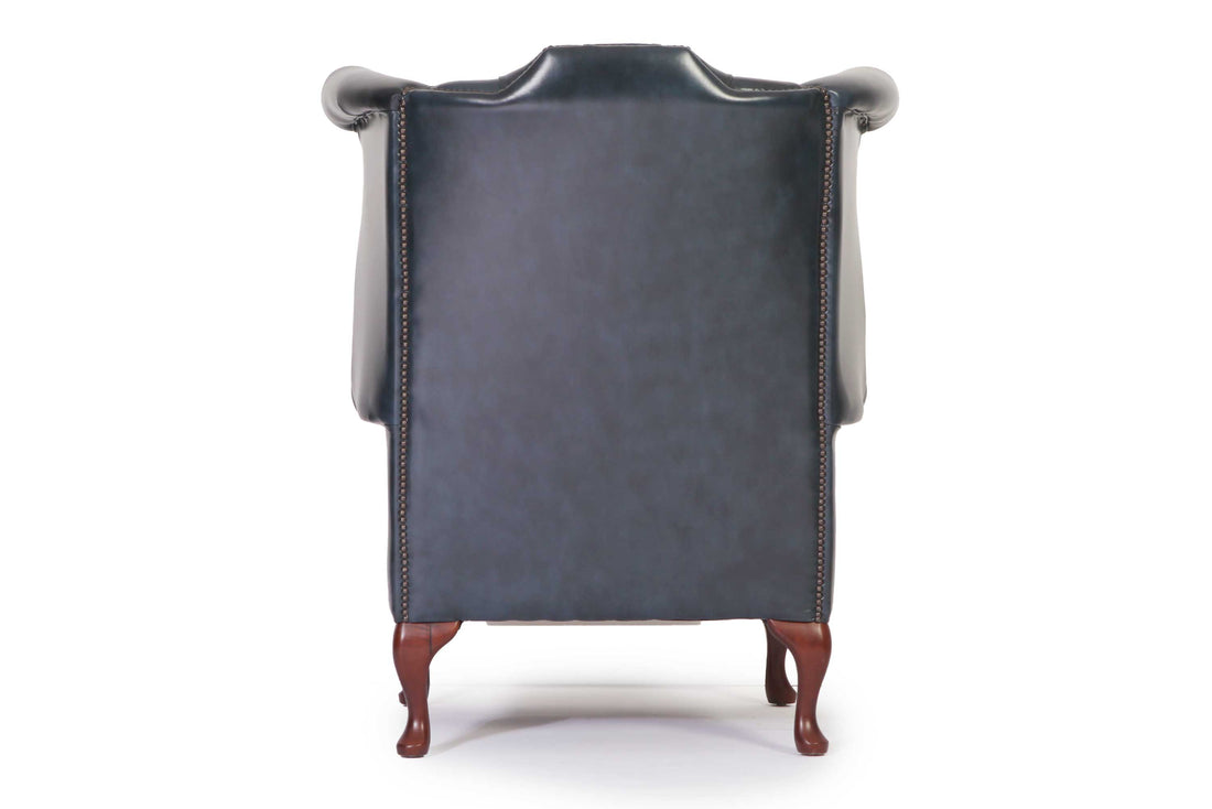 Poltrona chesterfield Queen Anne nuova originale inglese blu petrolio