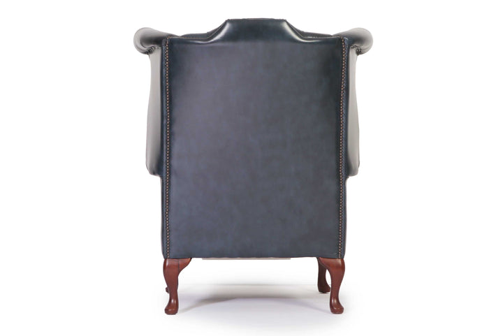 Poltrona chesterfield Queen Anne nuova originale inglese blu petrolio