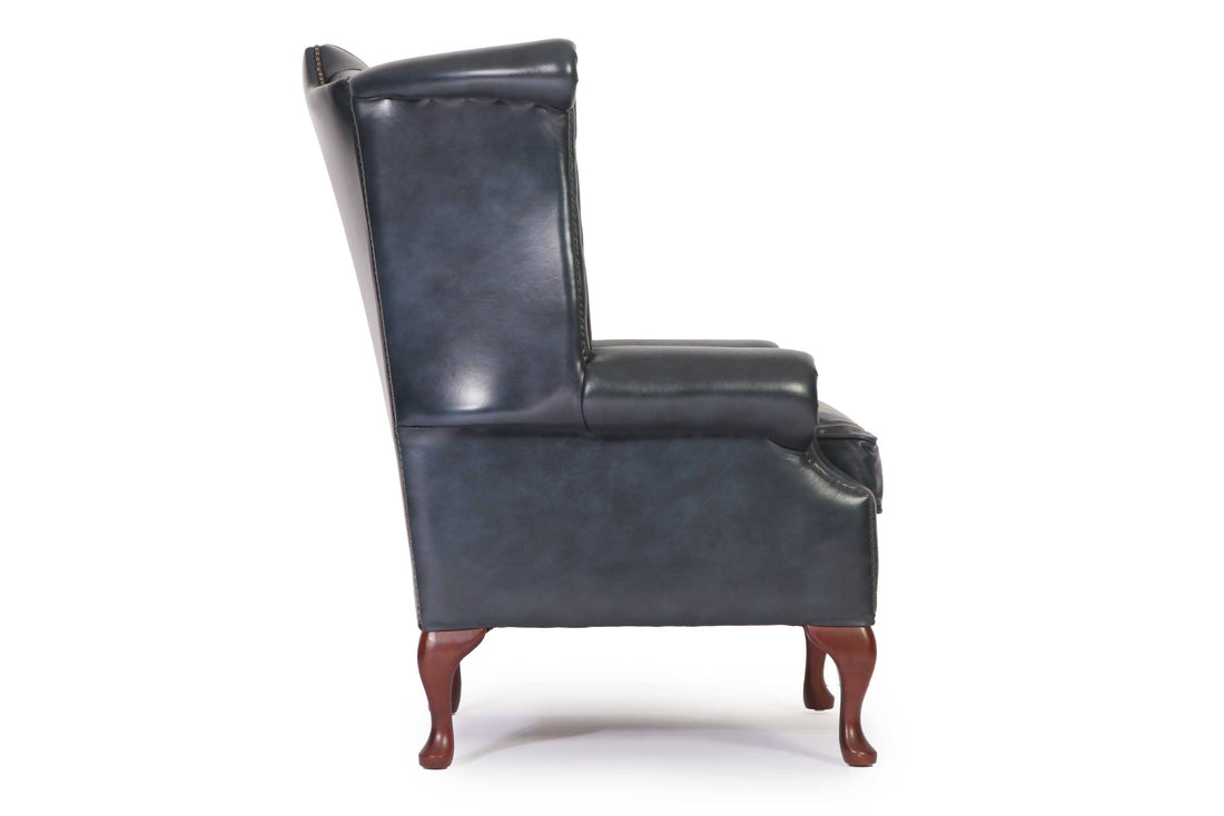 Poltrona chesterfield Queen Anne nuova originale inglese blu petrolio