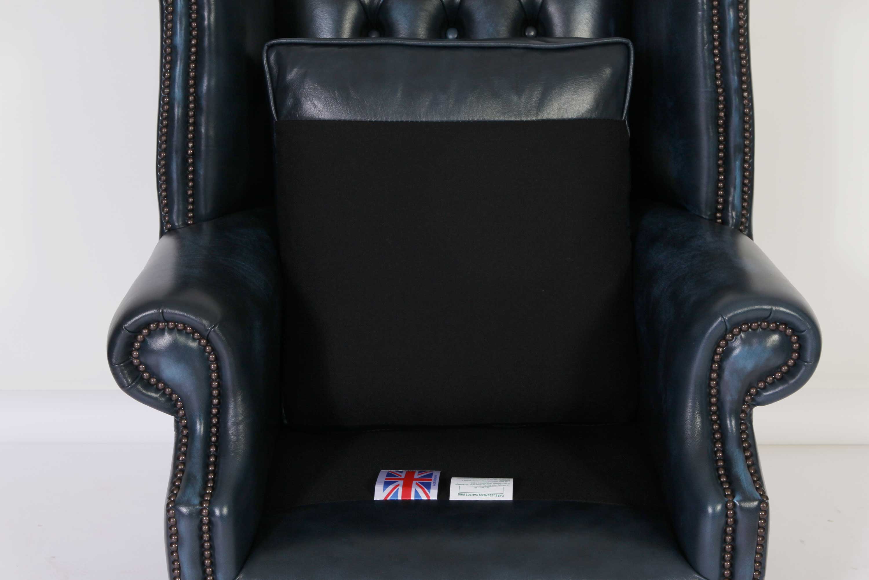 Poltrona chesterfield Queen Anne nuova originale inglese blu petrolio