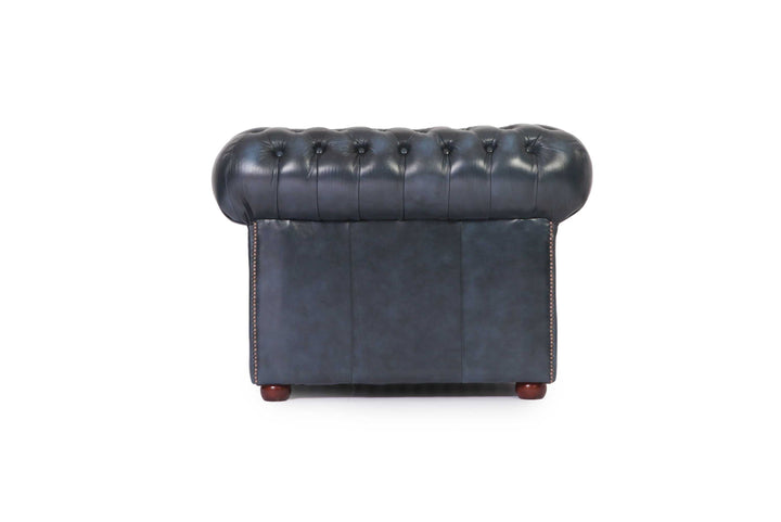 Poltrona chesterfield club nuova originale inglese blu petrolio