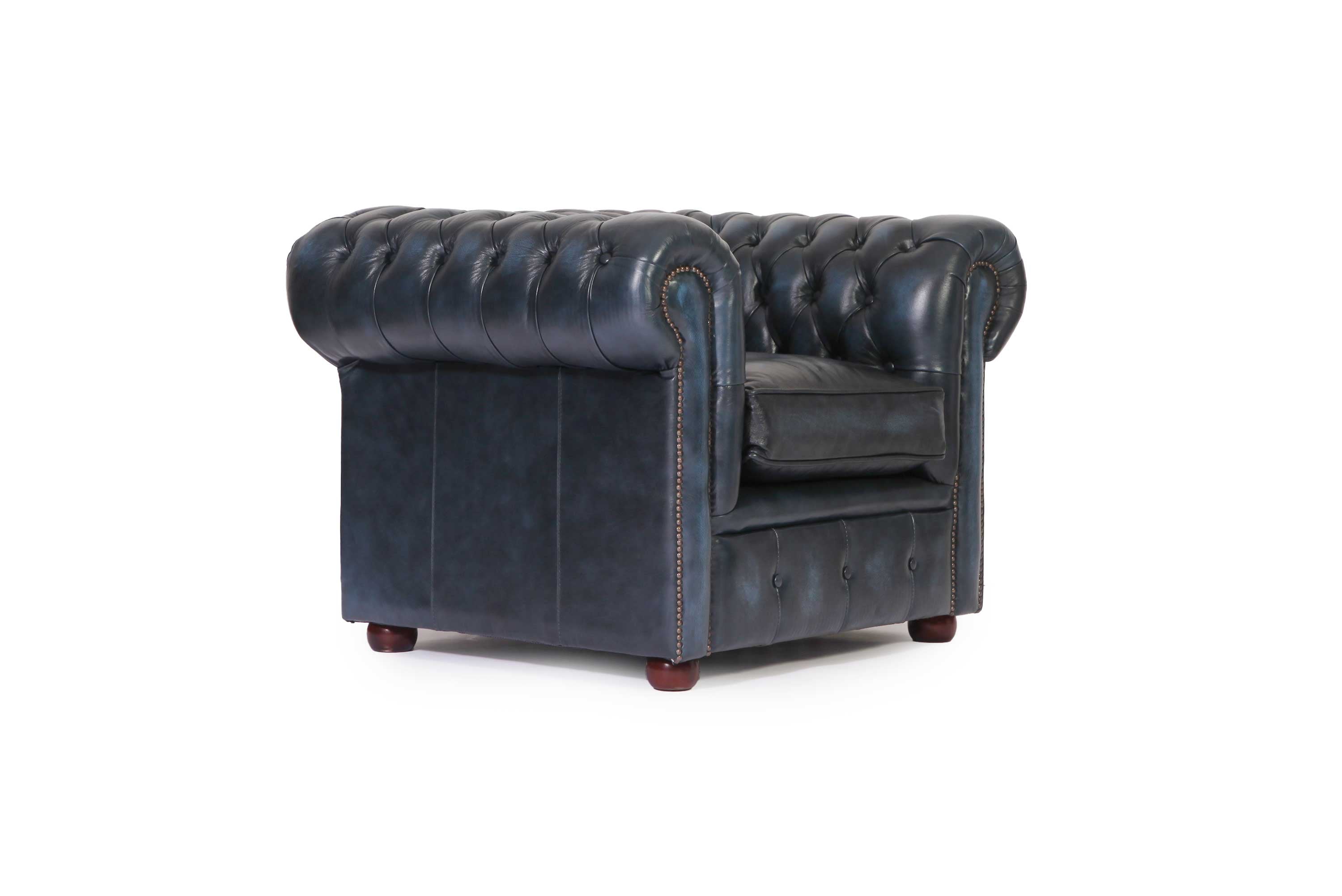Poltrona chesterfield club nuova originale inglese blu petrolio