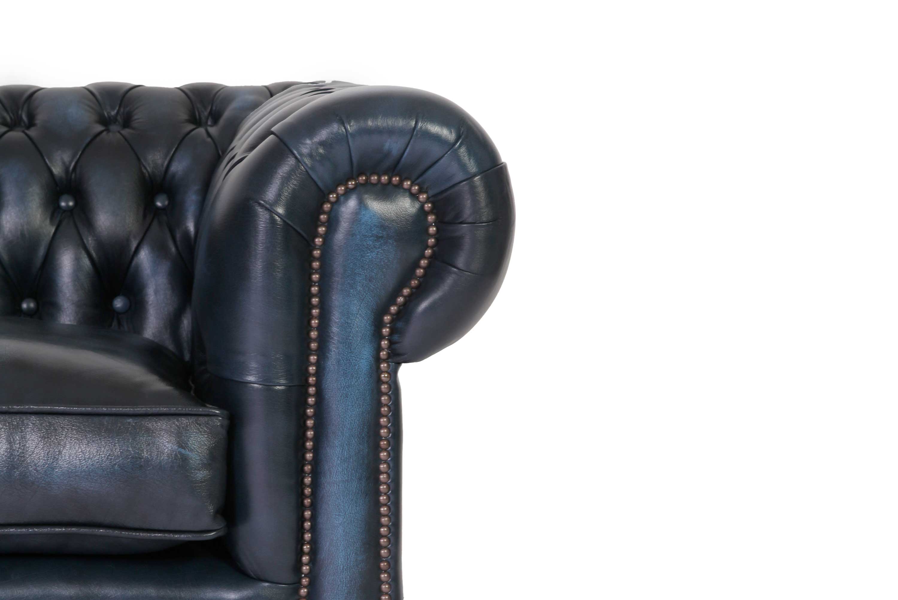 Poltrona chesterfield club nuova originale inglese blu petrolio