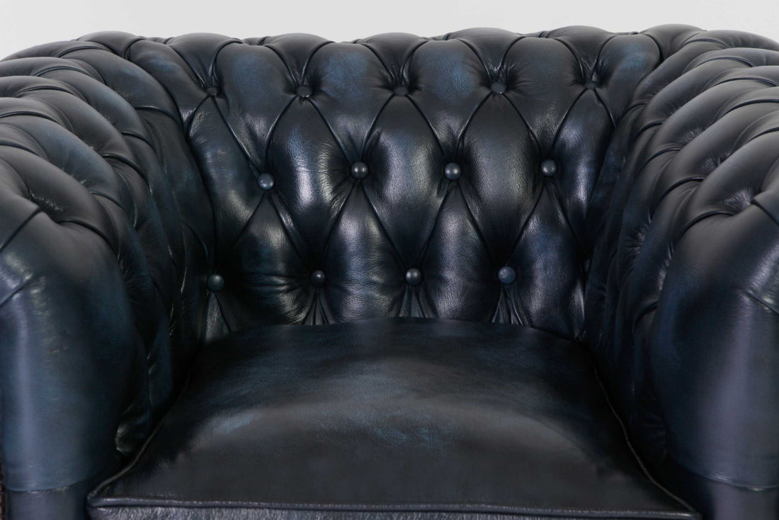 Poltrona chesterfield club nuova originale inglese blu petrolio