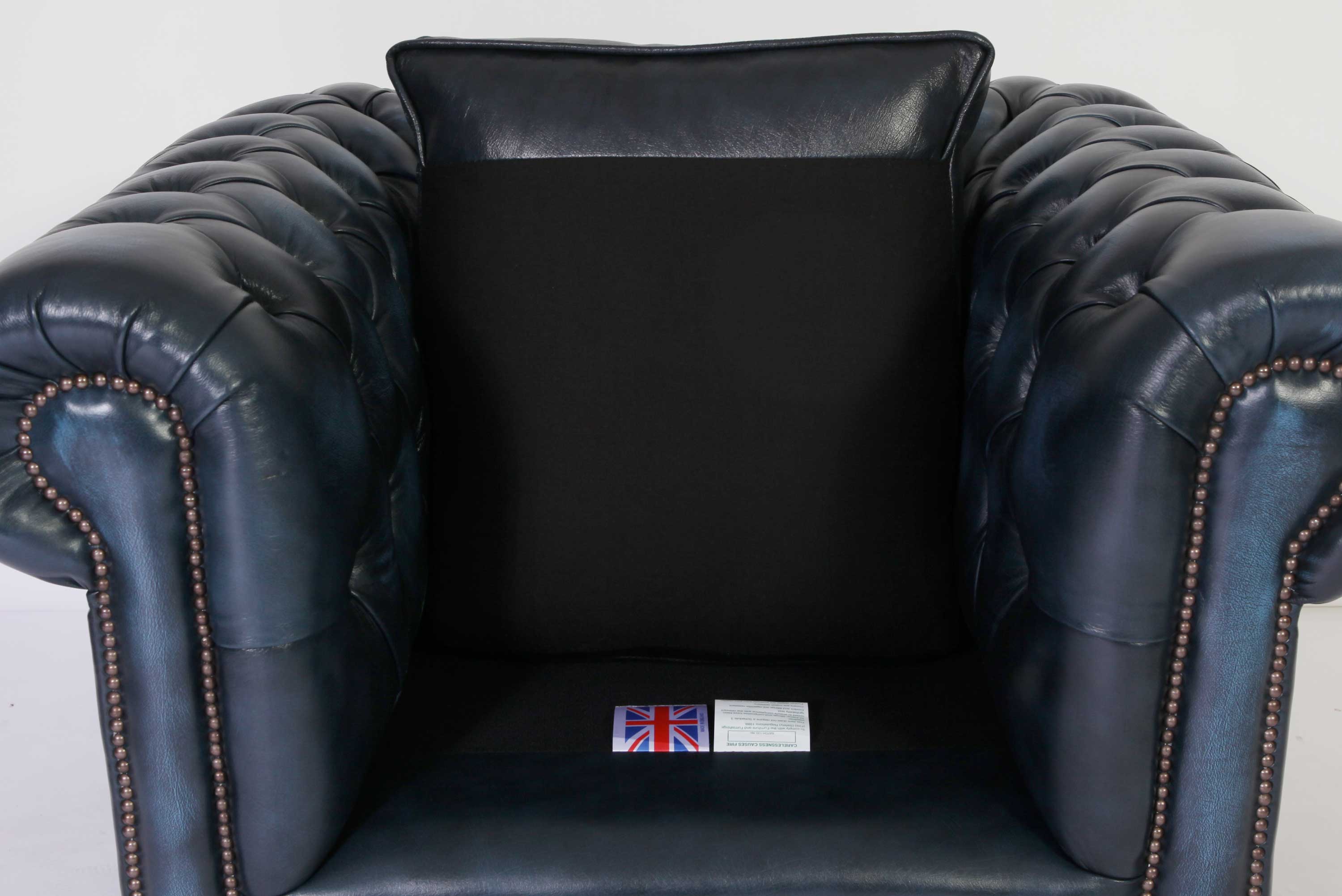 Poltrona chesterfield club nuova originale inglese blu petrolio
