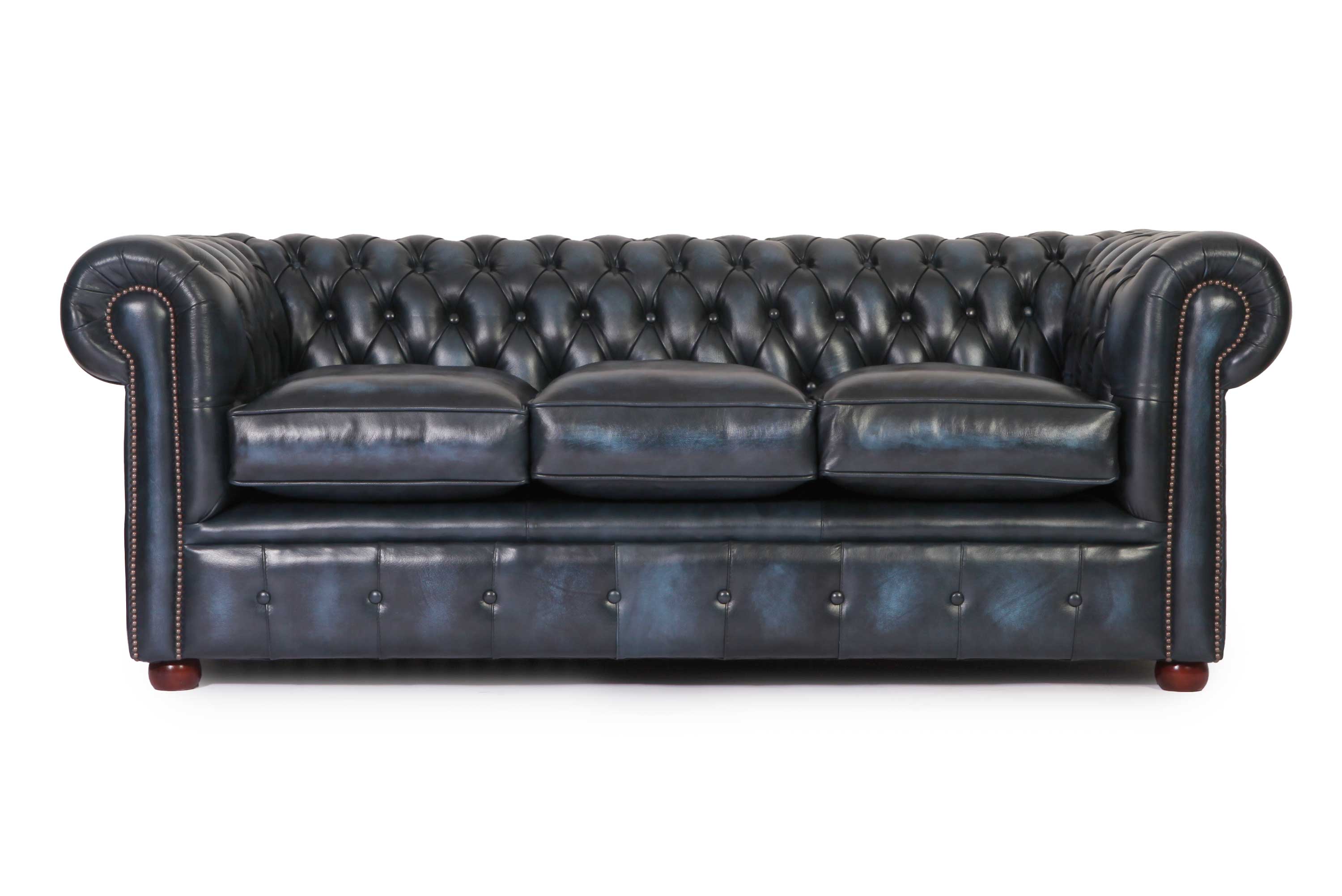 Divano chesterfield club 3 posti nuovo originale inglese blu petrolio