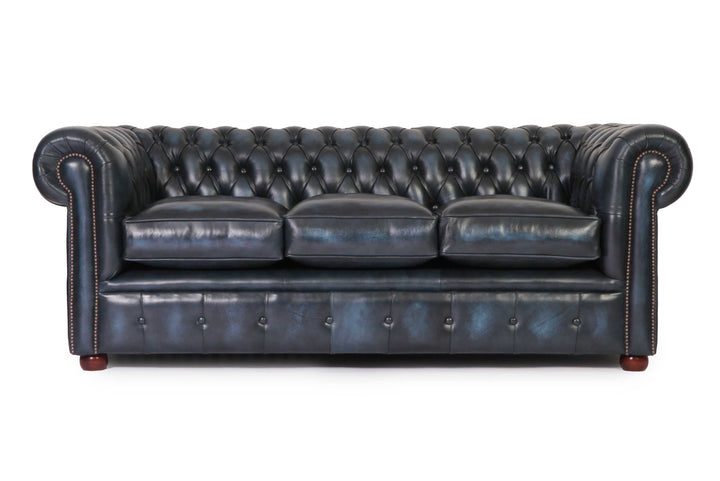 Divano chesterfield club 3 posti nuovo originale inglese blu petrolio