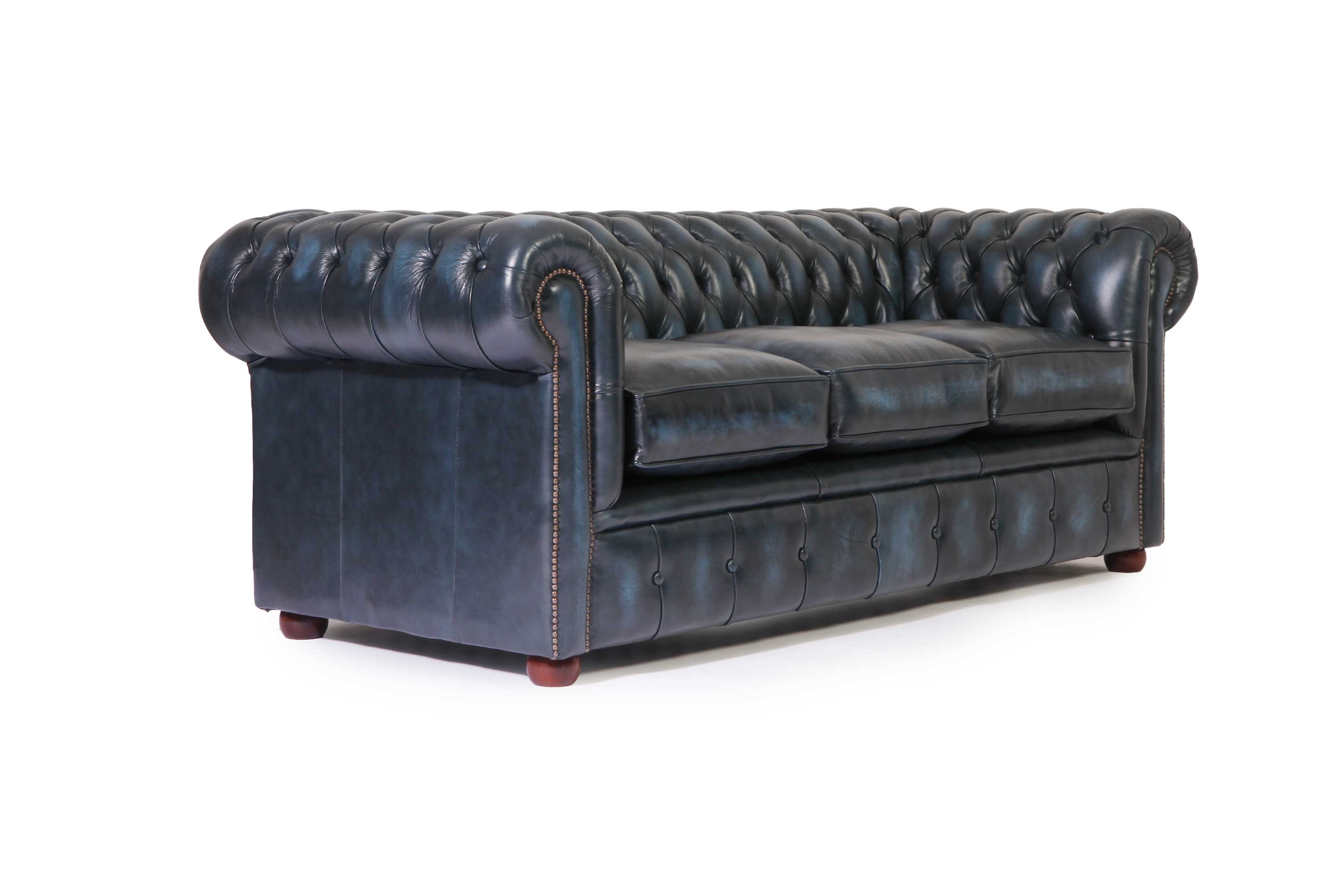 Divano chesterfield club 3 posti nuovo originale inglese blu petrolio