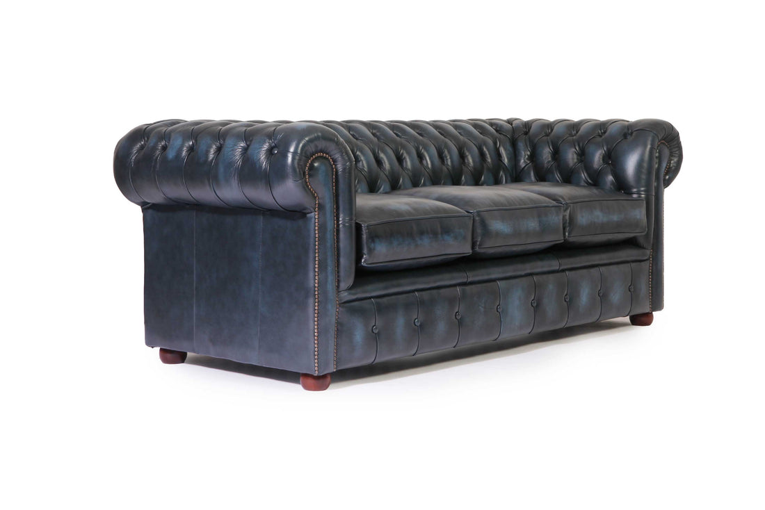 Divano chesterfield club 3 posti nuovo originale inglese blu petrolio