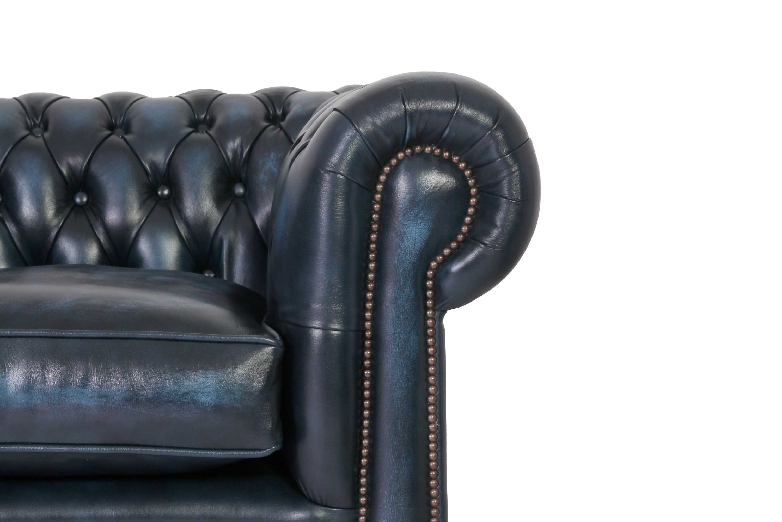 Divano chesterfield club 3 posti nuovo originale inglese blu petrolio