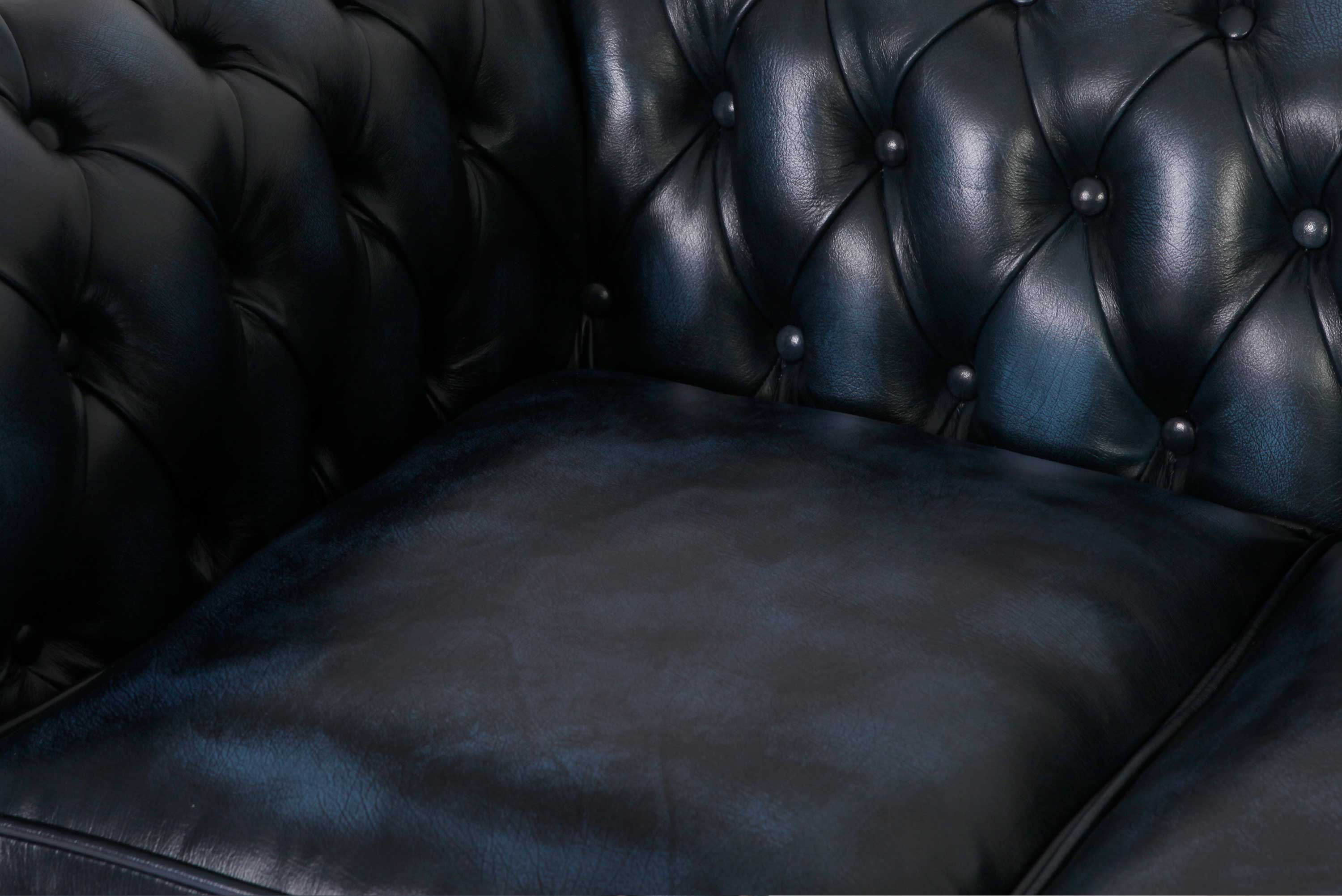 Divano chesterfield club 3 posti nuovo originale inglese blu petrolio