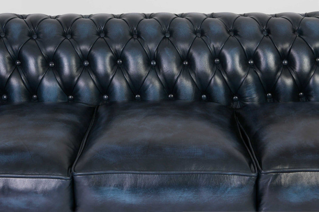 Divano chesterfield club 3 posti nuovo originale inglese blu petrolio