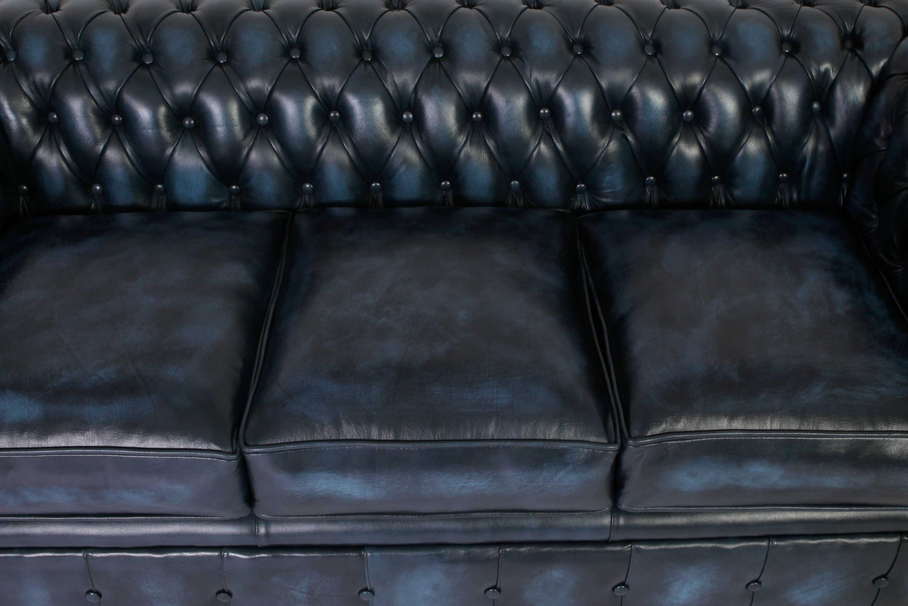 Divano chesterfield club 3 posti nuovo originale inglese blu petrolio