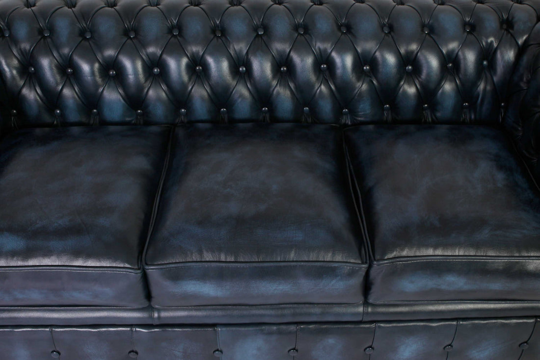 Divano chesterfield club 3 posti nuovo originale inglese blu petrolio
