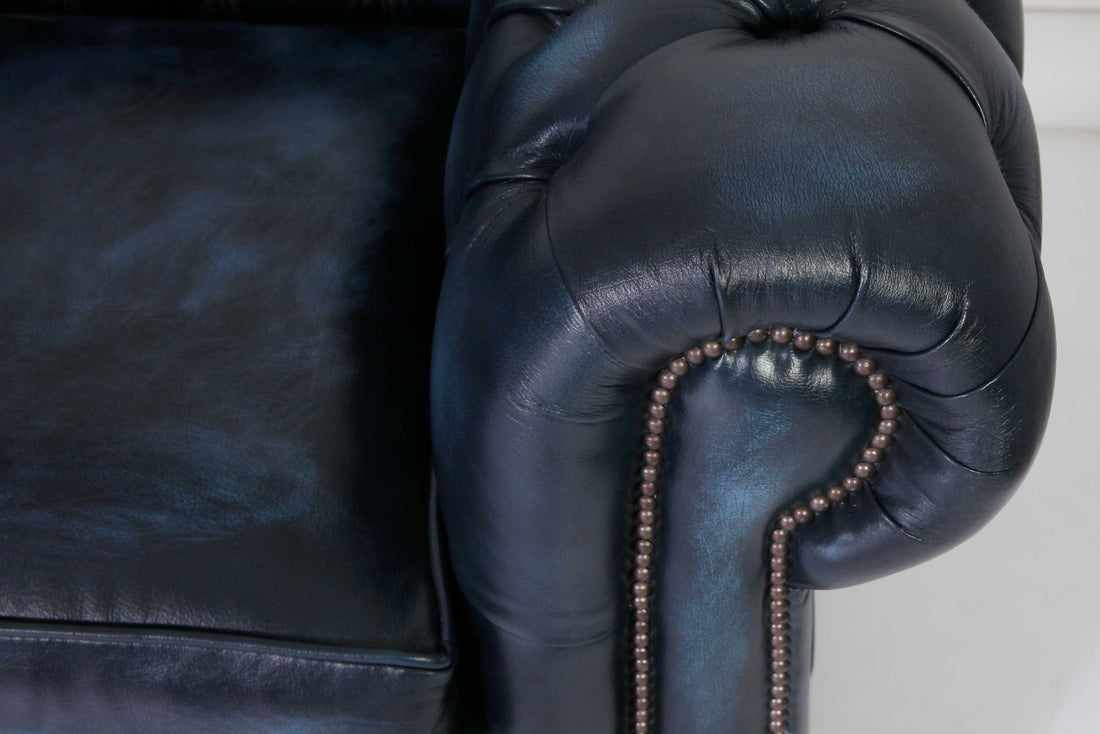 Divano chesterfield club 3 posti nuovo originale inglese blu petrolio