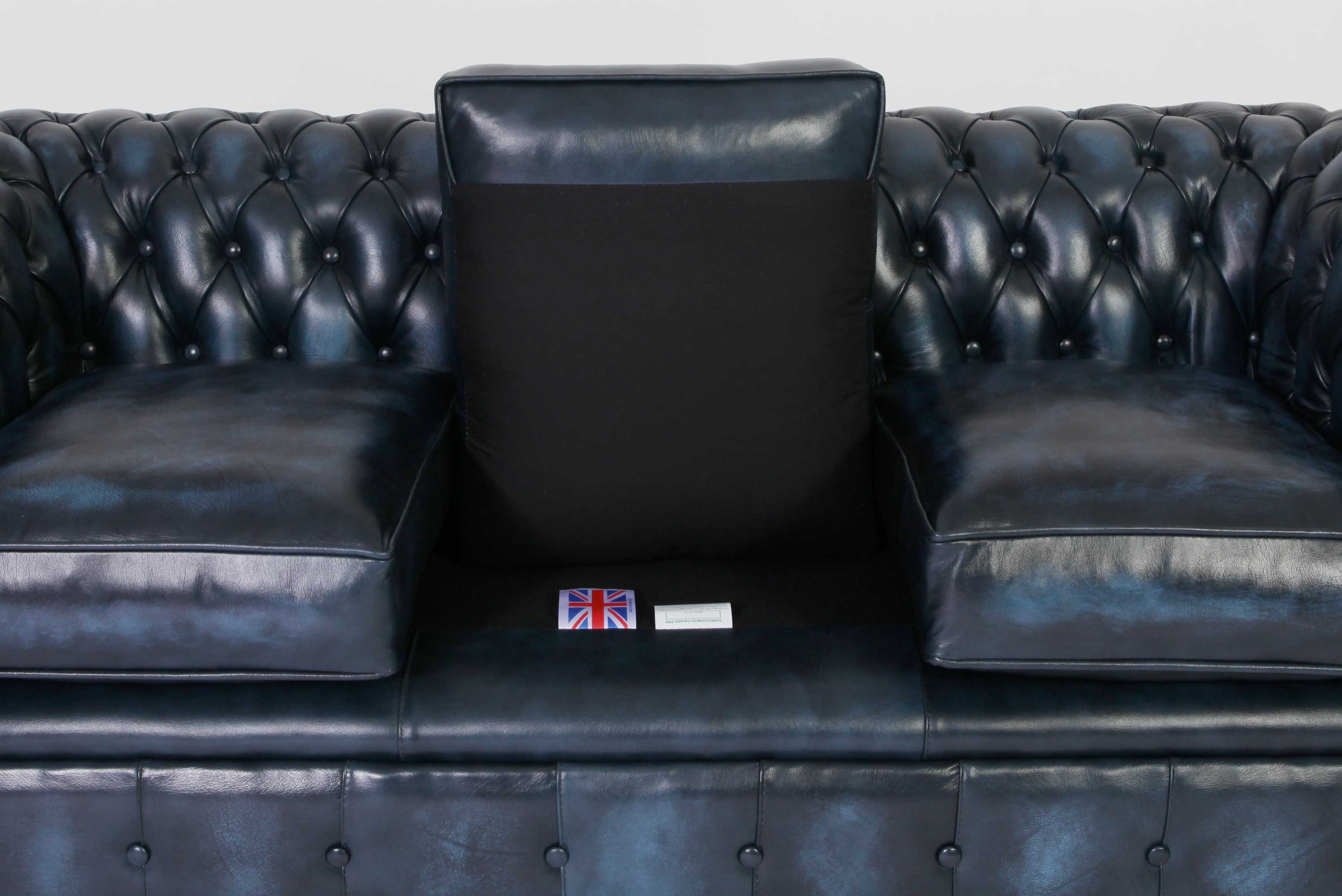 Divano chesterfield club 3 posti nuovo originale inglese blu petrolio
