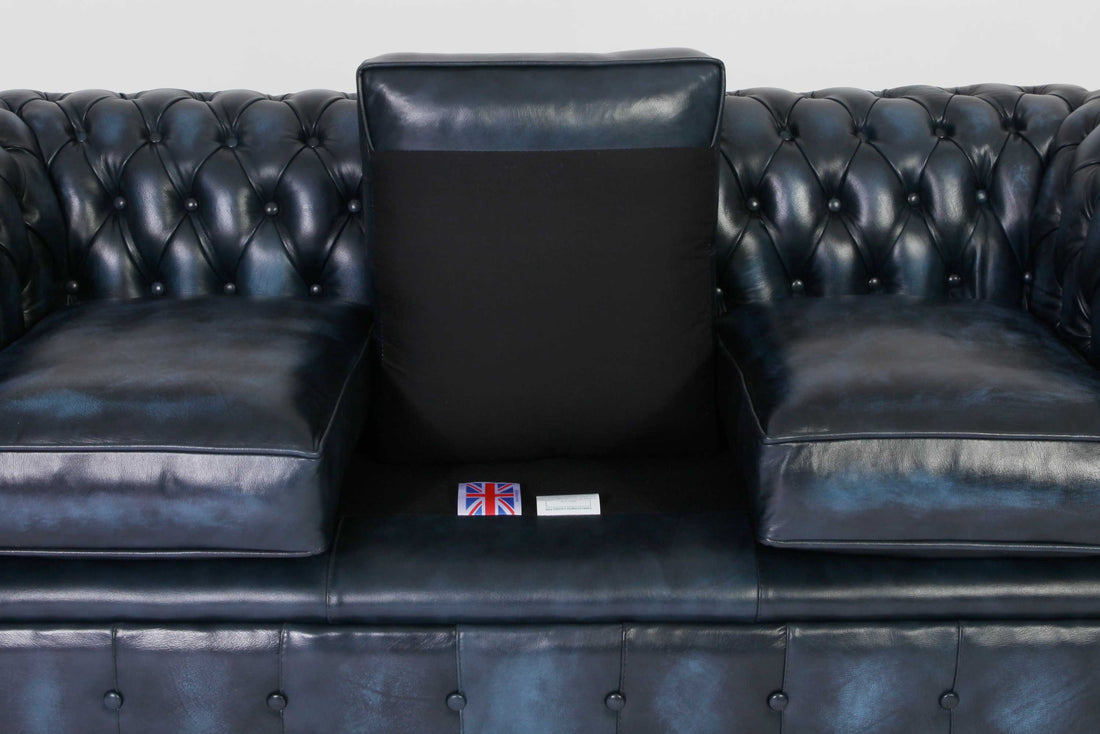 Divano chesterfield club 3 posti nuovo originale inglese blu petrolio