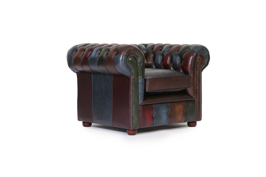 Poltrona chesterfield club nuova originale inglese harlequin patchwork