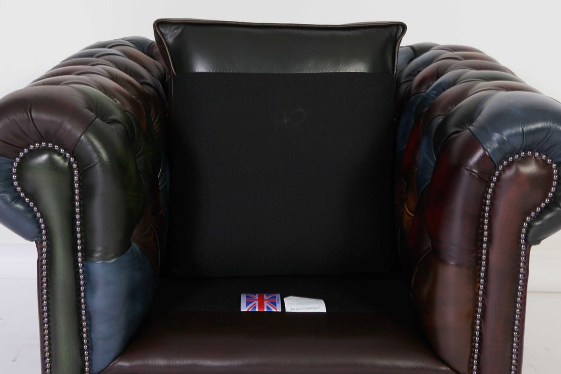 Poltrona chesterfield club nuova originale inglese harlequin patchwork