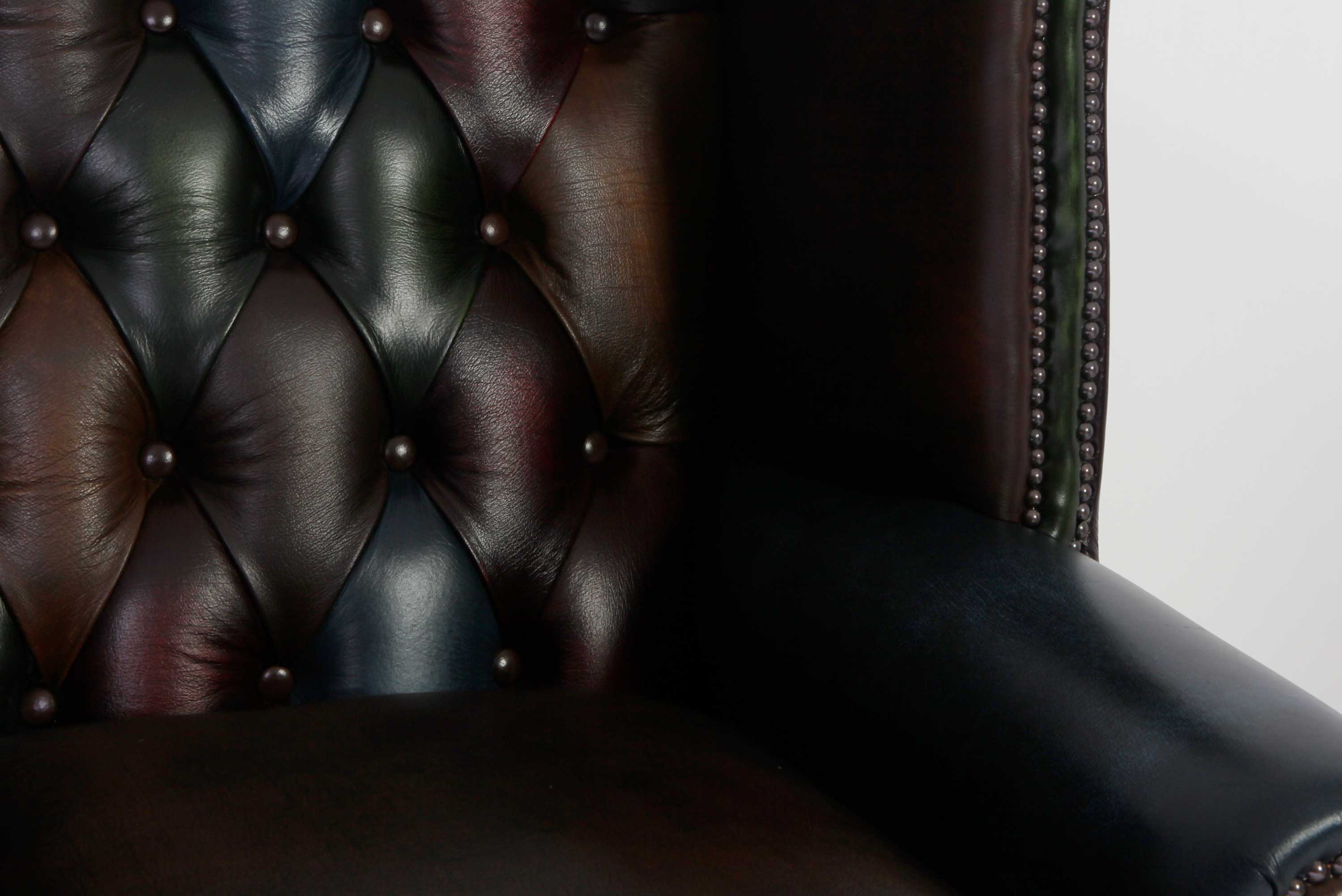 Poltrona chesterfield Queen Anne nuova originale inglese harlequin patchwork