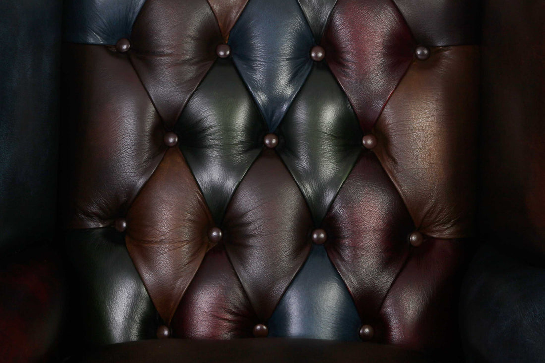 Poltrona chesterfield Queen Anne nuova originale inglese harlequin patchwork