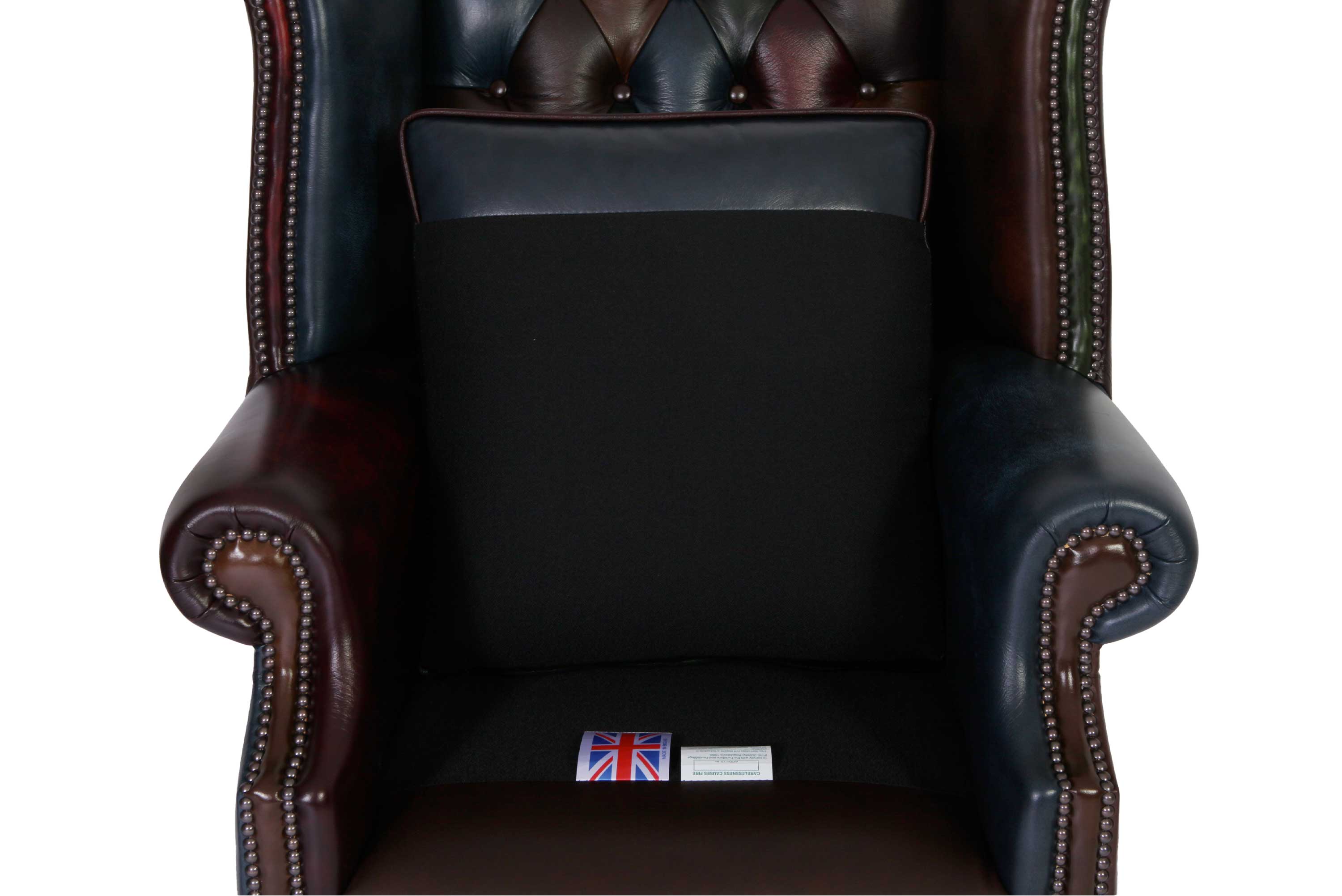 Poltrona chesterfield Queen Anne nuova originale inglese harlequin patchwork