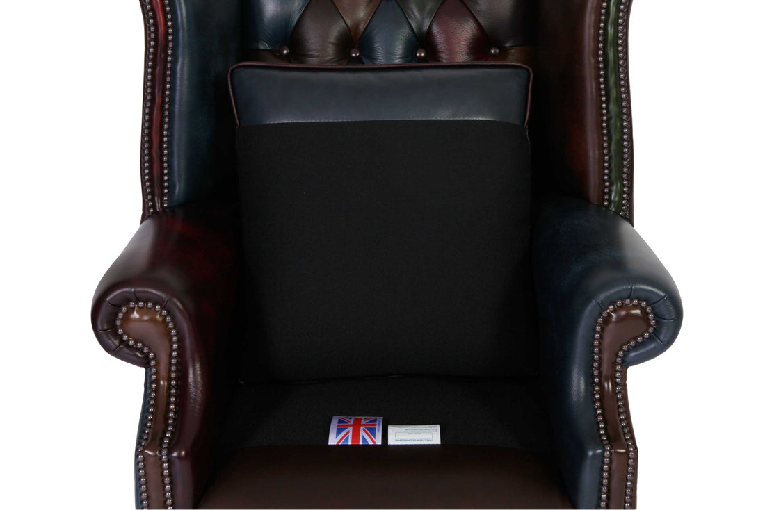 Poltrona chesterfield Queen Anne nuova originale inglese harlequin patchwork