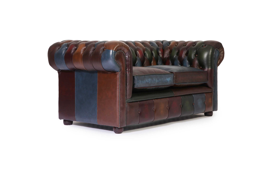 Divano 2 posti chesterfield club nuovo originale inglese harlequin patchwork