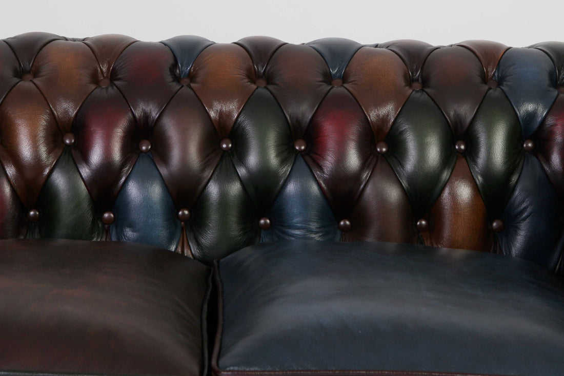 Divano 2 posti chesterfield club nuovo originale inglese harlequin patchwork