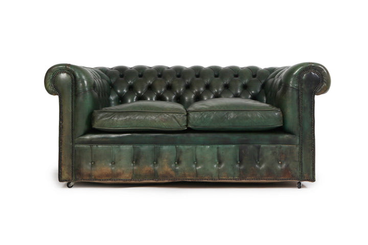 Divano 2 posti chesterfield club antico inglese originale verde