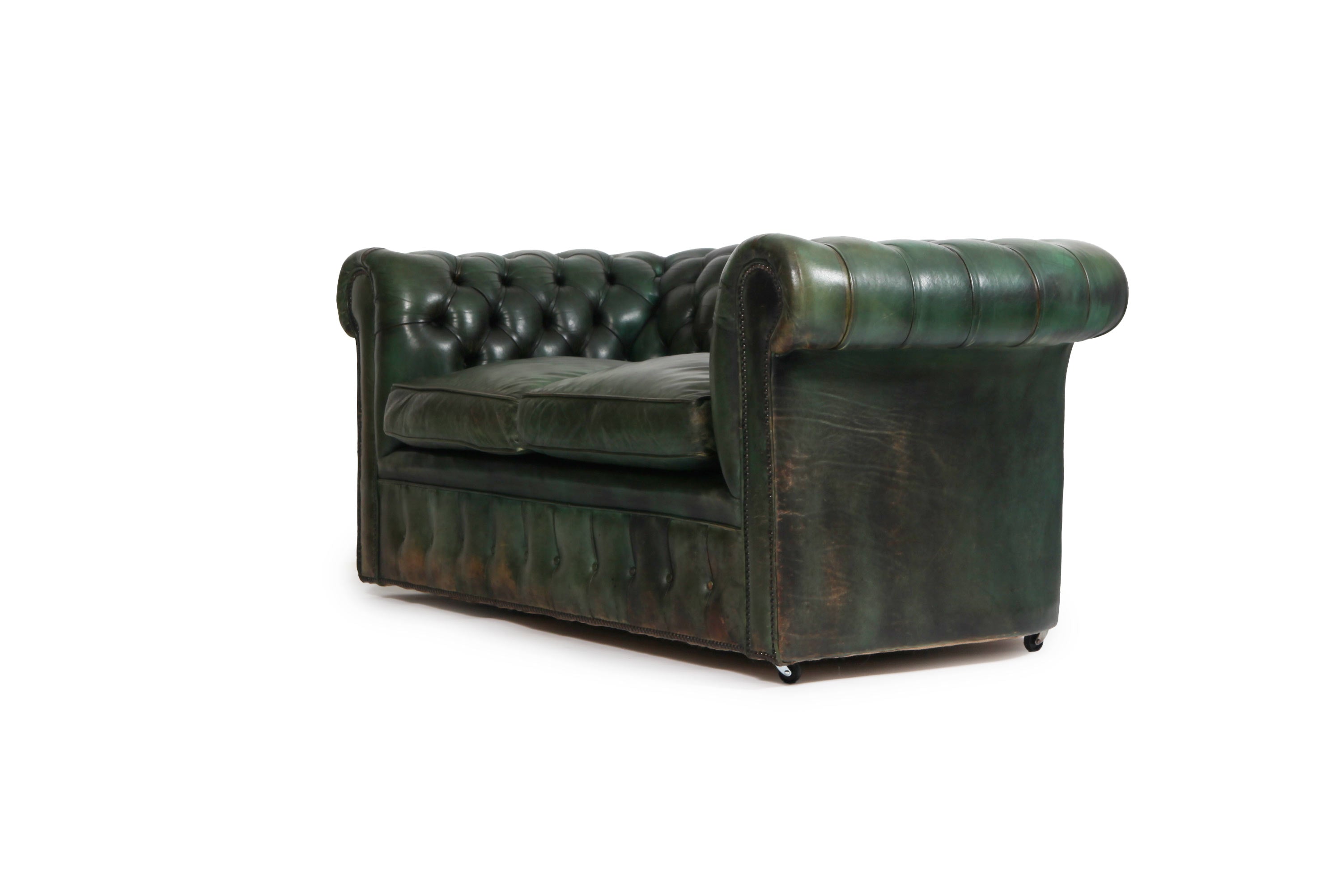 Divano 2 posti chesterfield club antico inglese originale verde